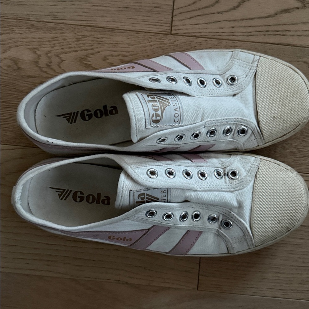 Gola Coaster Slip On Women's Classic White and Pink Sneakers - Picture 3 of 7
